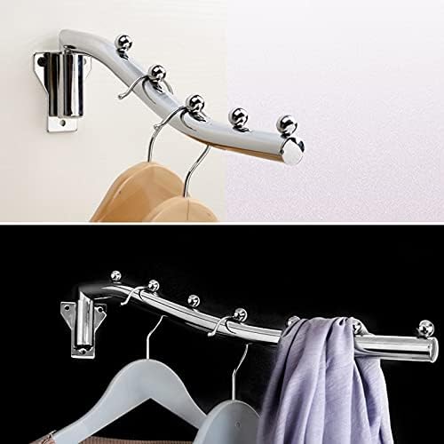 Wall Mounted Folding Clothing Hanger, Foldable Clothing Hanger Stainless Steel, Clothes Hook with Swing Arm Holder Space Saving Clothing Hanging Garment Racks Closet Drying Rack Organizer Drying Rack - Image 4