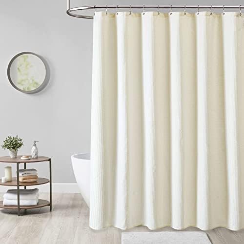 Dynamene Stall Waffle Shower Curtain 256 GSM Heavy Fabric 60x72 Cream/Ivory - Image 6