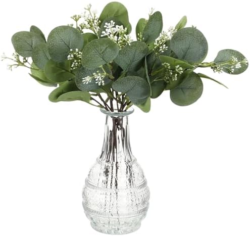 12 PCS Artificial Eucalyptus Stems Greenery Branches, 13 Inch Faux Eucalyptus Stems Leaves Picks with White Seeds, Artificial Greenery Stems for Vase Bouquets Wreath Flower Arrangement Decoration by Unknown