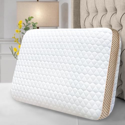 Memory Foam Pillows Standard Size, Medium Firm Pillow for Sleeping, Orthopedic Bed Pillow for Side, Back Sleepers, Ventilated Gel Foam Pillow with Washable Cover, 23.6" x 15.7"x 5.1" by Sofslee