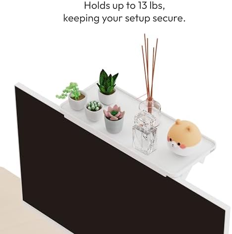 Pixio 12 inch White Monitor Storage Top Shelf - Adjustable Platform, Universal Fit, Holds Up to 13lbs, Works on TV, Flat, Curved Monitors, Storage for Webcams, Clocks, Phone, Figures - Image 7