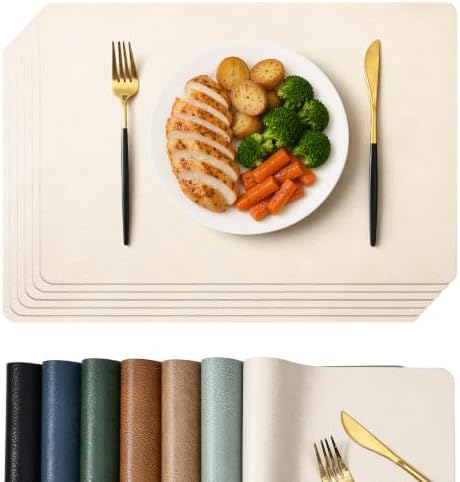 Homaxy Vinyl Heat Resistant Placemats Set of 6, Beige by Homaxy