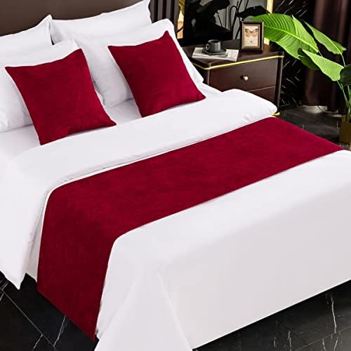 AMBERIS Bed Runner Red, Chenille Soft No Fading Modern Bed Scarf (Pillowcases Sold Separately) by AMBERIS