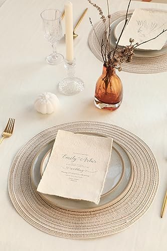 Floroom 15 Inch Round Braided Placemats Set of 6, Washable Heat Resistant Cotton Polyester Circle Place Mats for Kitchen Dining Table - Canvas Beige - Image 5
