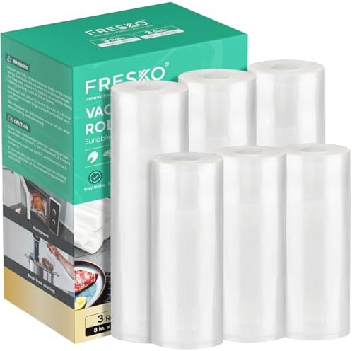 FRESKO Vacuum Sealer Bags Food Rolls 6 Packs - 8" x 20' & 11" x 20' by FRESKO