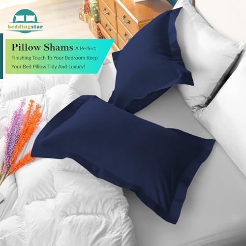 Queen Pillow Shams 20x30 Set of 2 Navy Blue 600 TC 100% Egyptian Cotton - Image 3