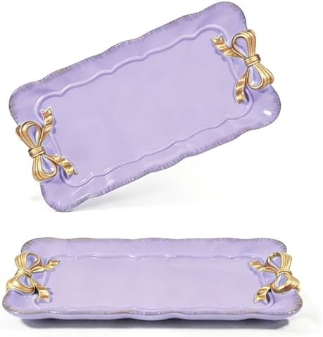 Wowagoga 2 PCS Vintage Decorative Tray Jewelry Tray Storage Tray (Purple) by Wowagoga