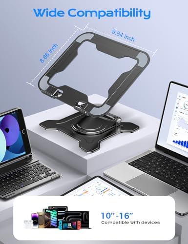 JCZT 360° Rotating Laptop Stand for Desk, Metal Foldable Laptop Riser,Black - Image 6