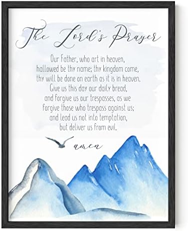 HAUS AND HUES Bible Verse Wall Art - Christian Motivational Posters, The Lord's Prayer Wall Decor, Bible Verse Wall Art Bible Quotes, Frameable Our Father Prayer Wall Decor (Black Frame, 12x16) by HausandHuesArtPrints