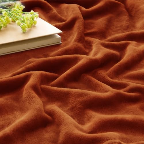 BEDELITE Fleece Blanket Soft Plush Throw for Couch Terracotta 50"x60" - Image 3
