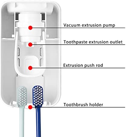 2 Slot Toothbrush Holder and Toothpaste Dispenser Wall Mounted, Automatic Toothpaste Squeezer, 2 in 1 Tooth Brush Toothpaste Organizer for Shower (Red 2Pack) - Image 5