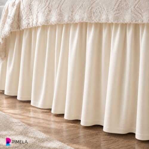 Wrap Around Bed Skirt Queen 15" Drop, Light Beige, Elastic Stay-Put Fit - Image 6