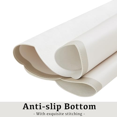 Scalloped Desk Mat, 31.5" x 15.7" Large Cute Aesthetic Desk Accessories, PU Leather Computer Laptop Desk Mouse Keyboard Pad, Desk Writing Mat for Vanity/Work/Home Decor (Beige, 31.5" x 15.7") - Image 6
