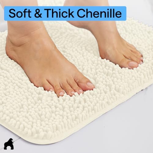 GORILLA GRIP Bath Rug Mat for Bathroom, Thick Chenille, 30x20 Ivory Cream - Image 4