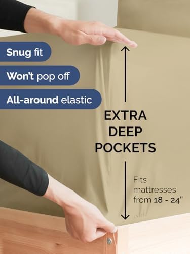 CGK Extra Deep Twin Single Fitted Sheet Only - Beige - Image 2