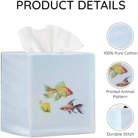 Square Tissue Box Cover Cute Set of 2, Fish - Image 4
