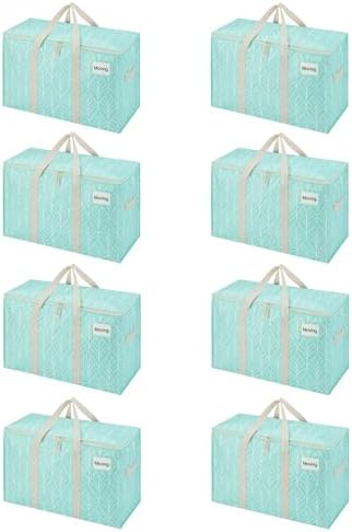 VENO 8 Pack Heavy Duty Moving Bags, Extra Large Storage Bags with Reinforced Handles & Strong Zippers, Foldable & Reusable Moving Box Alternative for Clothes & Dorm Storage by Veno