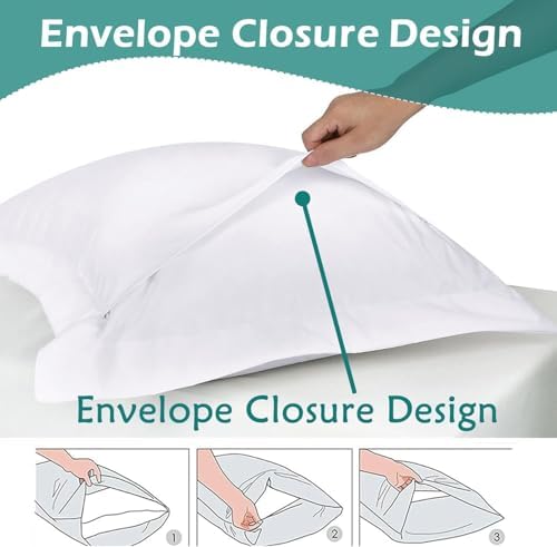 2 Pack Euro Pillow Shams 22x22 – 600 Thread Count 100% Organic Cotton White Square Pillow Covers with 2 Inch Flange, Soft & Smooth Premium Hotel-Quality Pillowcases Set of 2 - Image 4