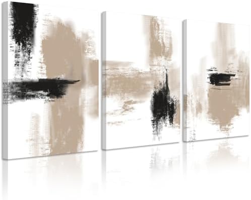 Joocrise Beige Abstract Wall Art Painting Set of 3 Neutral Canvas Wall Art Prints Black Beige Modern Wall Decor Minimalist Art Pictures Abstract Modern Artwork for Room Bedroom 24x36 Inch Unframed by Unknown