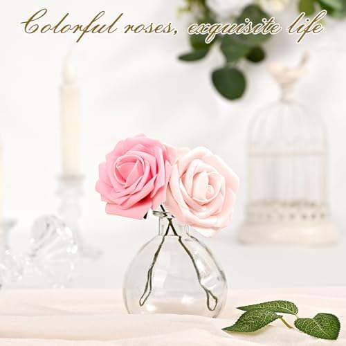 BLEUM CADE 16Pcs Artificial Flowers Fake Foam Roses with Stems for Wedding - Image 5