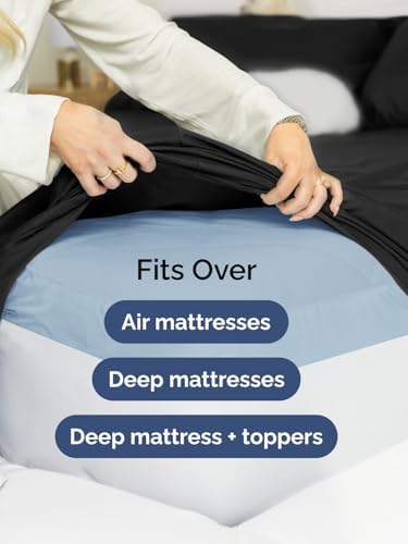 CGK Extra Deep Split King Single Fitted Sheet Only - Black - Image 6