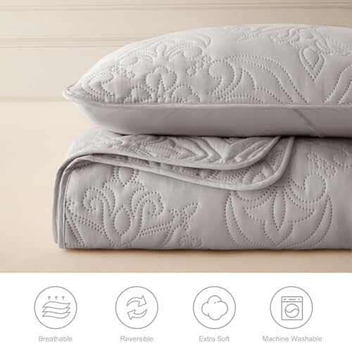 Whale Flotilla Cal King Quilt Set Vintage Damask Reversible Bedspread - Image 5