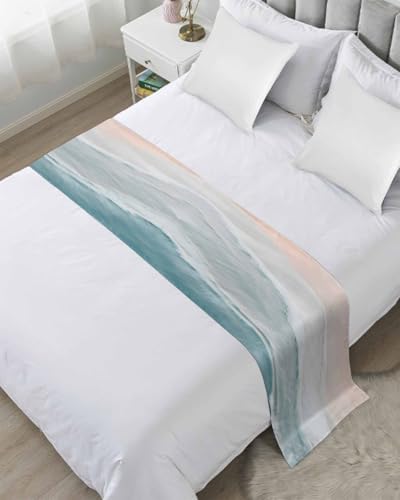 DecorLovee Summer Beach Bed Runners for Cal King Size Bed, Ocean Coastal Bed Throws for Foot of Bed, Sea Nautical Bed Runner by DecorLovee