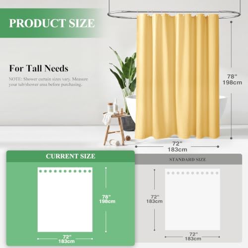 Dynamene Long Waffle Shower Curtain 256 GSM Heavy Fabric 72x78 Gold - Image 2