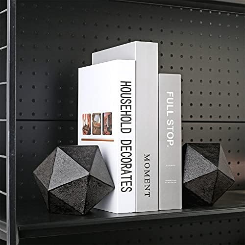 Ambipolar Geometric Decorative Ball Shaped Bookends, Modern Cast Iron Black Bookends for Office Desk, Book Shelf, Room Decor, Home Office, Book Stand or Organizer, Set of 2. Antique Black - Image 6
