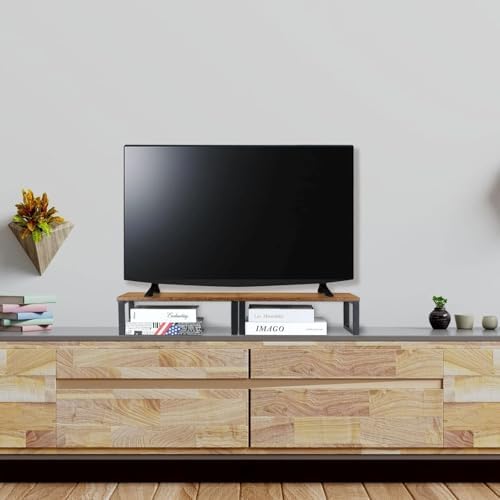 Wood Monitor Stand 2 Pack Monitor Riser for Desk, Brown - Image 6