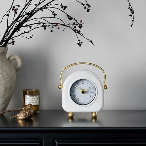 NIKKY HOME Desk Clock, Small Desk Clock, Silent Table Clock Battery Operated, White Decorative Clocks for Desk, Shelf, Bedroom and Home Decor - Image 2