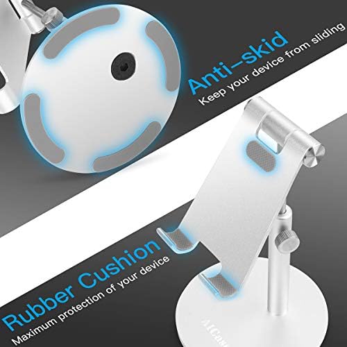 AICase Telescopic Adjustable iPad Holder,Universal Multi Angle Aluminum Stand Compatible with iPhone Smart Cell Phone/Tablet/iPad(4-13 inch), Silver - Image 4