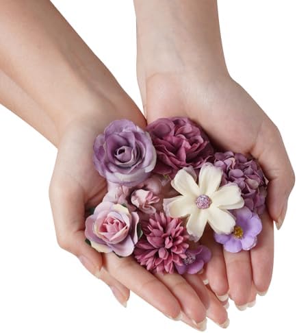 Faux Flowers Heads Small Decorative Flowers for Crafts Cake Wreath Garlands Wedding Table Home Decoration (54, purple) - Image 3