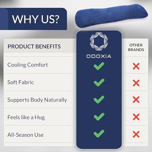 ODOXIA Weighted Pillow for Adults 6.5lbs (41" x 12") | Sleep Better & Feel Calm | Weighted Body Pillow for Stress Relief | Sleeping Hugging Pillows for Adults | Helps to Focus - Image 6