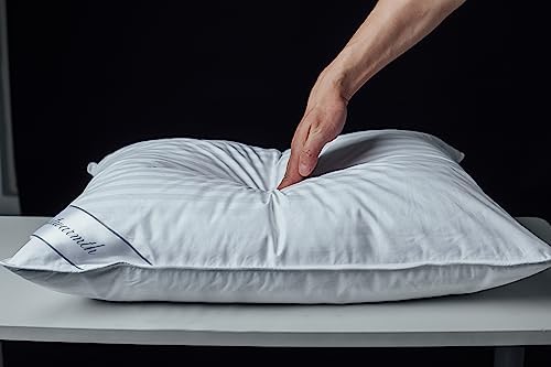 Goose Down Feather Soft Pillows One Pillow 100% Cotton Supportive Bed Pillow Stripe White Color Standard Size 20x26 inch - Image 3