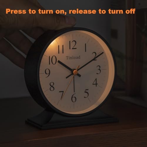 4.5"Retro Analog Alarm Clock,Vintage decor , Super Silent Non Ticking Small Clock with Manual Light, Snooze, Battery Operated, for Bedroom, Living Room, Office,Nightstand, Bedside, Desk ,Table(Black) - Image 5