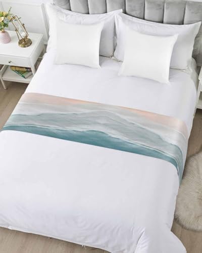 DecorLovee Summer Beach Bed Runners for Cal King Size Bed, Ocean Coastal Bed Throws for Foot of Bed, Sea Nautical Bed Runner - Image 5