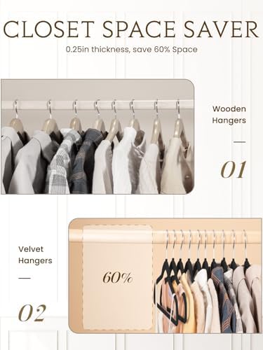 Black Velvet Hangers 70 Pack, Non Slip Felt Slim Hangers for Space Saving - Image 3