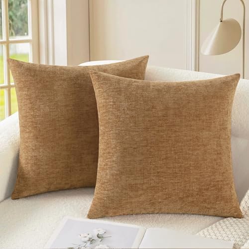 CaliTime Decorative Couch Throw Pillow Covers 16 X 16 Inches Apricot Brown by CaliTime