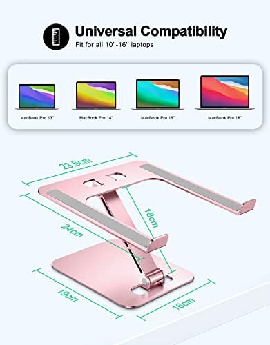 RIWUCT Aluminum Alloy Laptop Stand for Desk, Foldable Laptop Riser Holder - Image 5