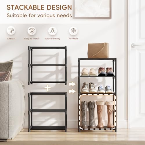 Standard Shoe Rack 3-Tier 17 Inches Wide, Free Standing Shoe Organizer Shelf Ideal for Home Entryway Closet & Garage Balcony | Black - Image 4