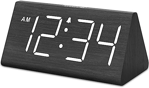 DreamSky Wooden Digital Alarm Clock for Bedroom Living Room, Large Numbers by DreamSky