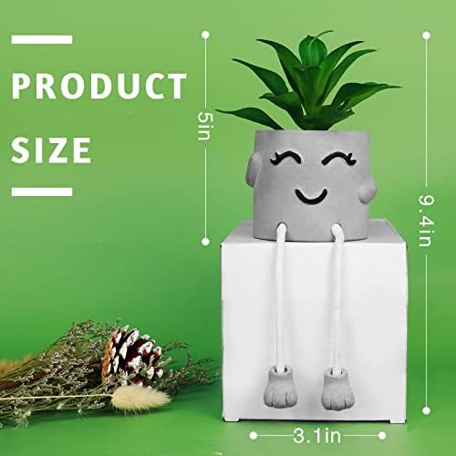 Zerzsy Artificialplant Succulents in Cement Pots with Hanging Leg, Kitchen Shelf Decoration,Bathroom Mini Plants Decor, Shelf Decor Accents, Office Wall Decoration - Set of 1 - Image 4
