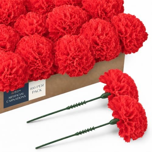 Royal Imports Carnation Artificial Flowers for Weddings – Red 100pk by RoyalImports
