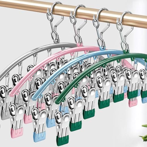 Legging Organizer for Closet,Upgrade Skirt Pants Hangers with Clips, Metal Yoga Pants Hangers 5 Pack w/10 Clips,Hangers Space Saving Closet Organizers w/Rubber Coated Closet Organizers(Pink), PH105 - Image 6
