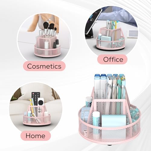 YINGHUA 360°Rotating Mesh Desk Organizer & Pen Holder - Pink - Image 5