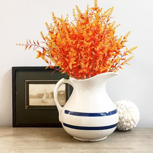 20 Bundles Artificial Fall Flowers for Outdoors,UV Resistant Fake Lavender Flowers Outdoor Faux Plastic Plants Flower for Indoor Outdoor Home Decoration(Gold Yellow) - Image 2