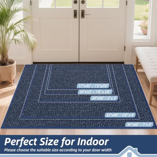 BEQHAUSE Dirt Trapper Door Mat 24" x 36", Non-Slip Washable Doormats, Blue - Image 2