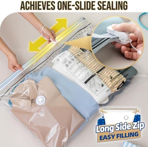 TAILI 6 Pack Vacuum Storage Bags, Jumbo LONG SIDE ZIP(39x28 inch), Clear - Image 5