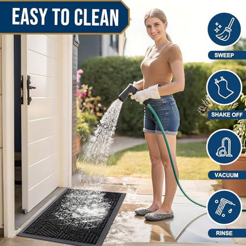 Smiry Front Door Mat Outside Entrance, Low Profile Rubber Doormat, 47x23 - Image 6